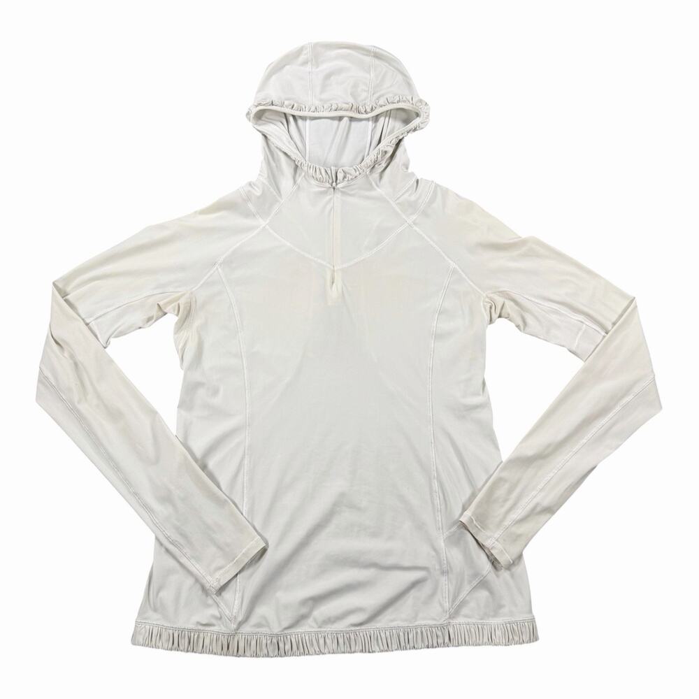 Lululemon Women Hooded Half Zip Pullover Light Beige Size 6-8 (See Measurements)